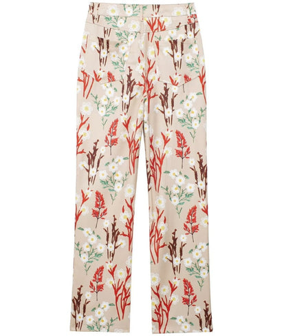 Printed V-Neck Vest Straight Leg Pants Suit