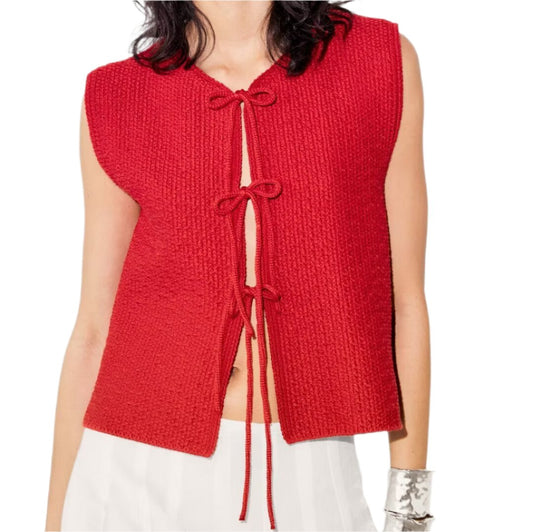 Bow Sleeveless Knitted Vest Top