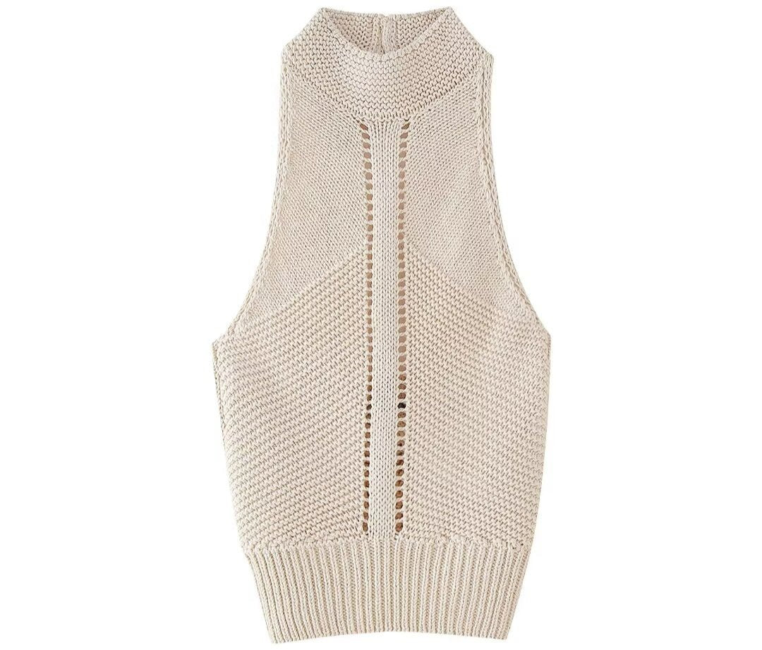 Casual Halter Knitted Sweater Vest Top