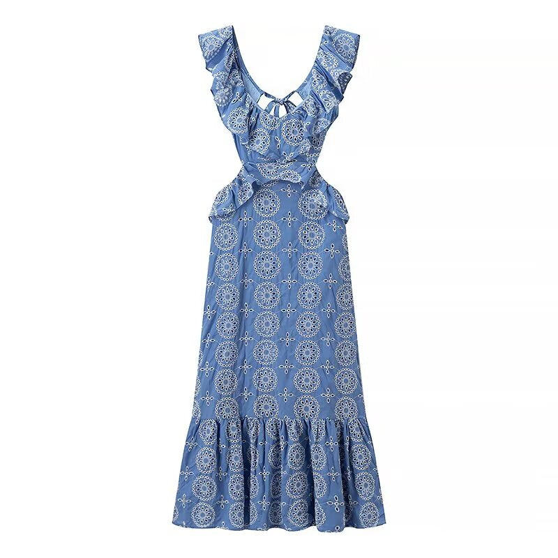 Cotton Embroidery Midi Dress