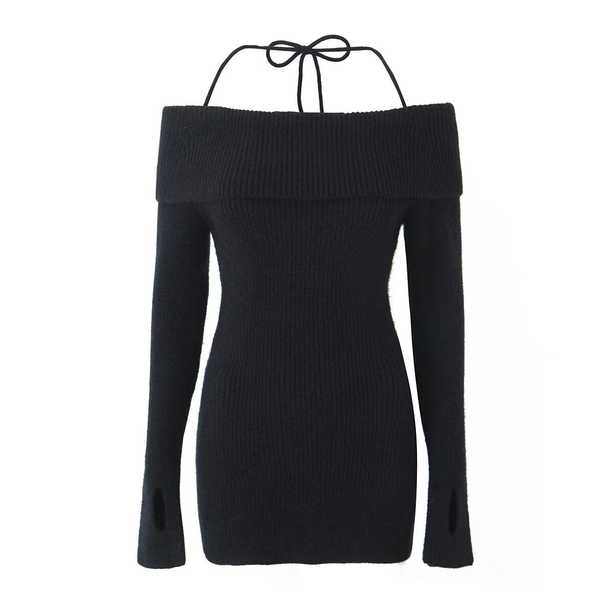 Off Shoulder Knitted Sling Dress