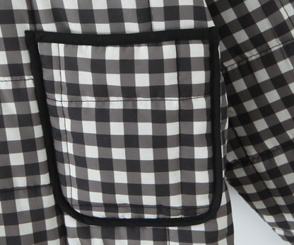 Casual Simple Black White Plaid Color Block Cotton Padded Jacket Coat