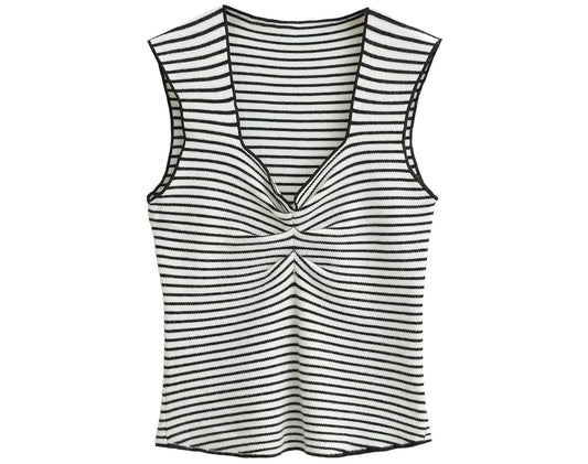 Pleated Striped Tank Top