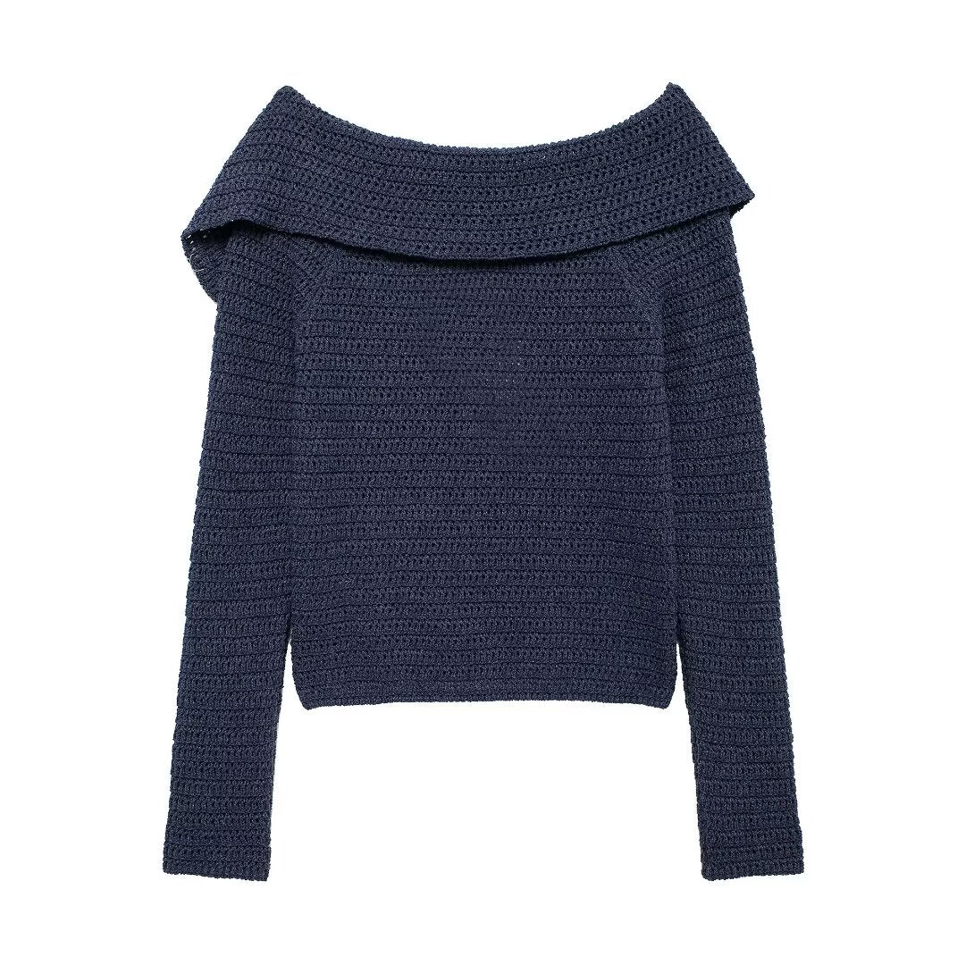 Asymmetric Collar Side Button Design Sweater Top