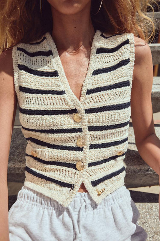 Street Striped Knitted Vest Top