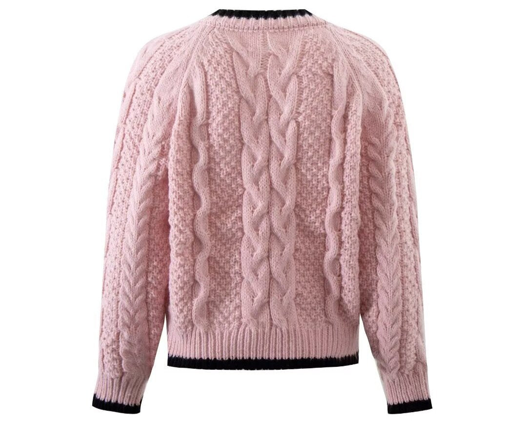 Knitwear Diamond Lattice Twist Cardigan Sweater