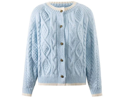 Knitwear Diamond Lattice Twist Cardigan Sweater