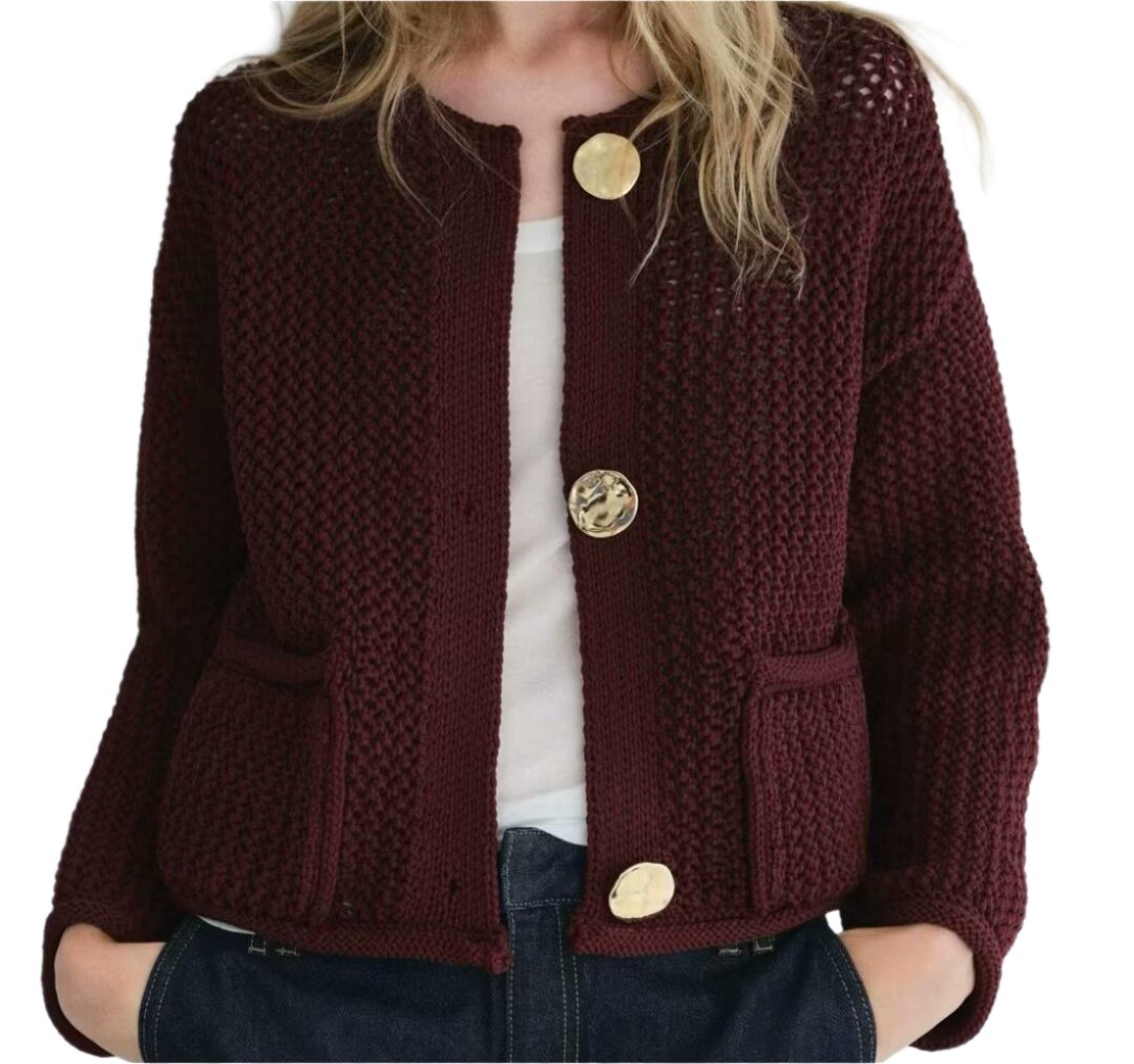 Fashionable Simple Thick Needle Cardigan