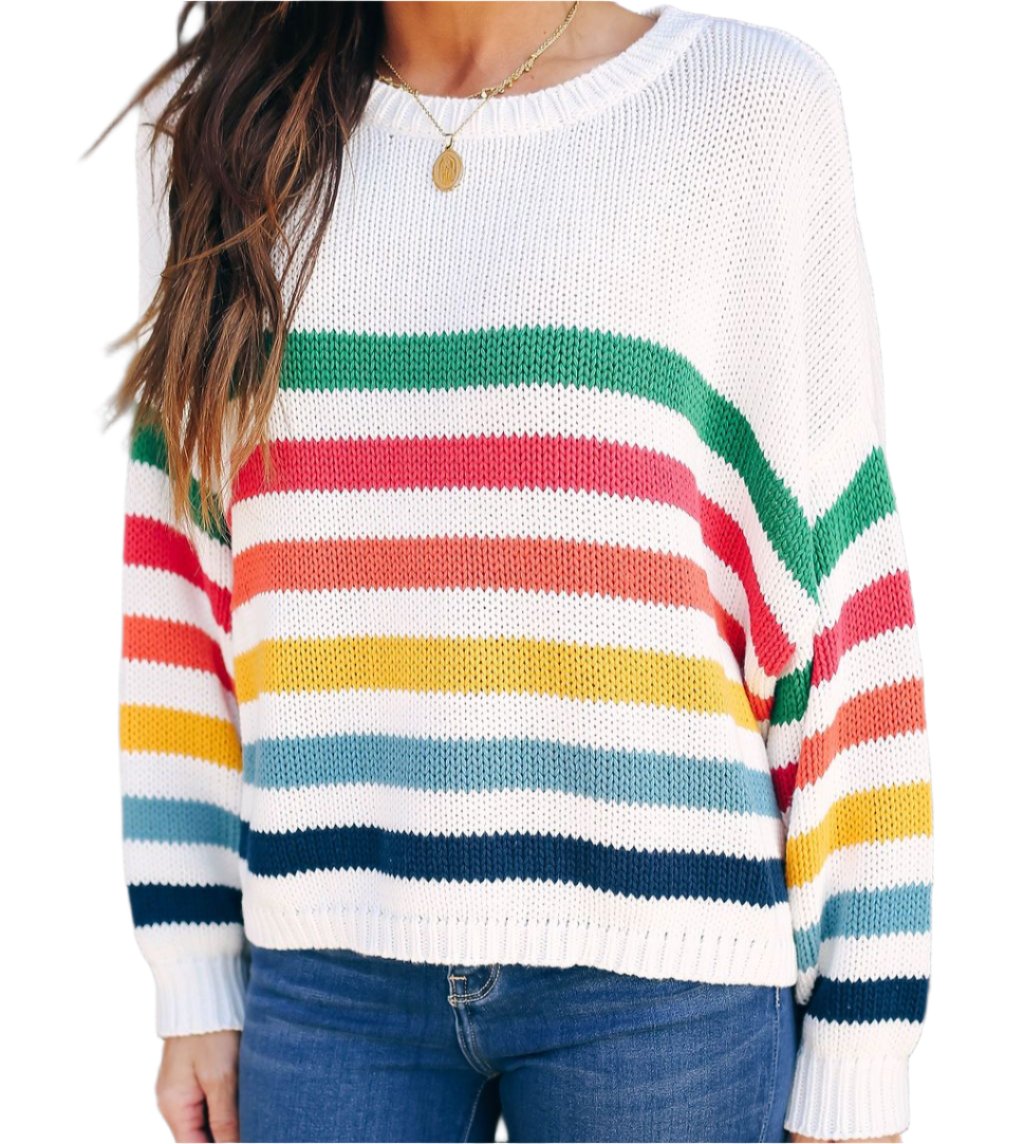 Striped Stitching Knitwear Sweater