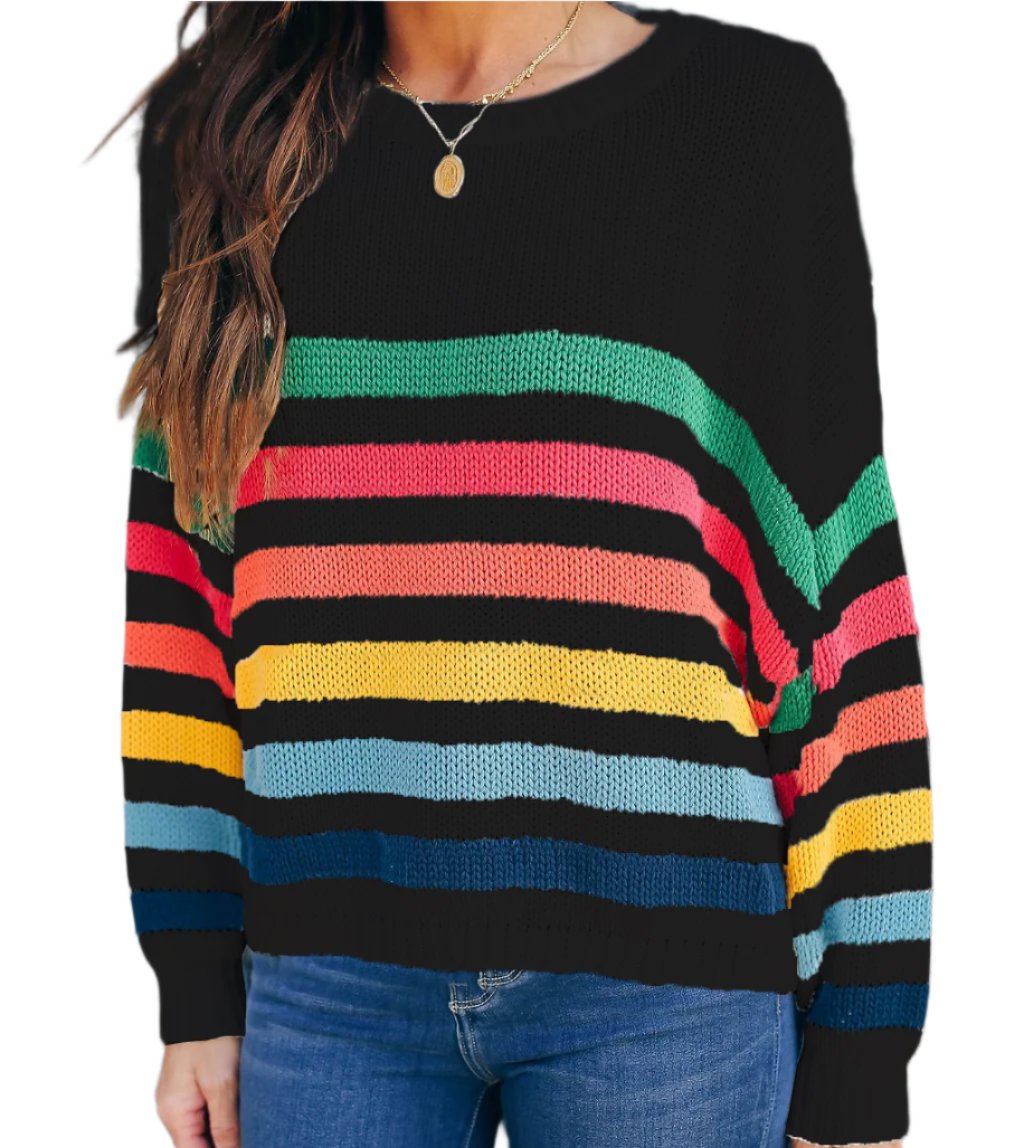 Striped Stitching Knitwear Sweater