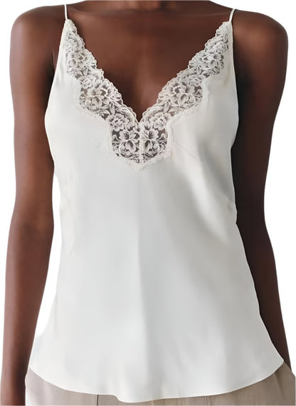 Lace Decorative Silk Satin Sling Top