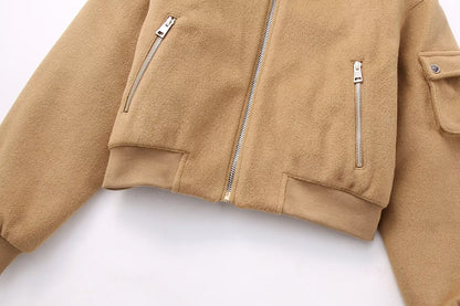 Street Side Pocket Long Sleeved Jacket Coat