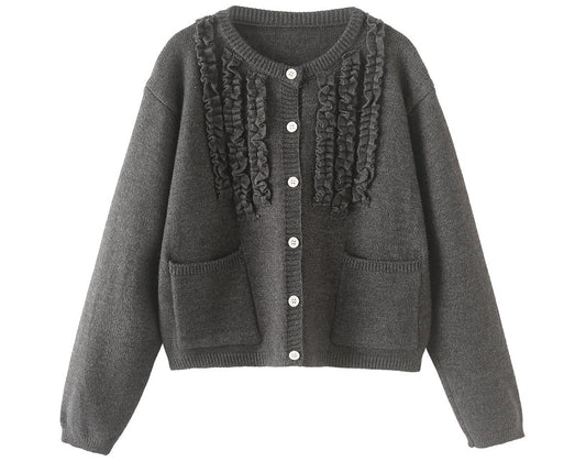 Wave Lace Cotton Knitted Cardigan