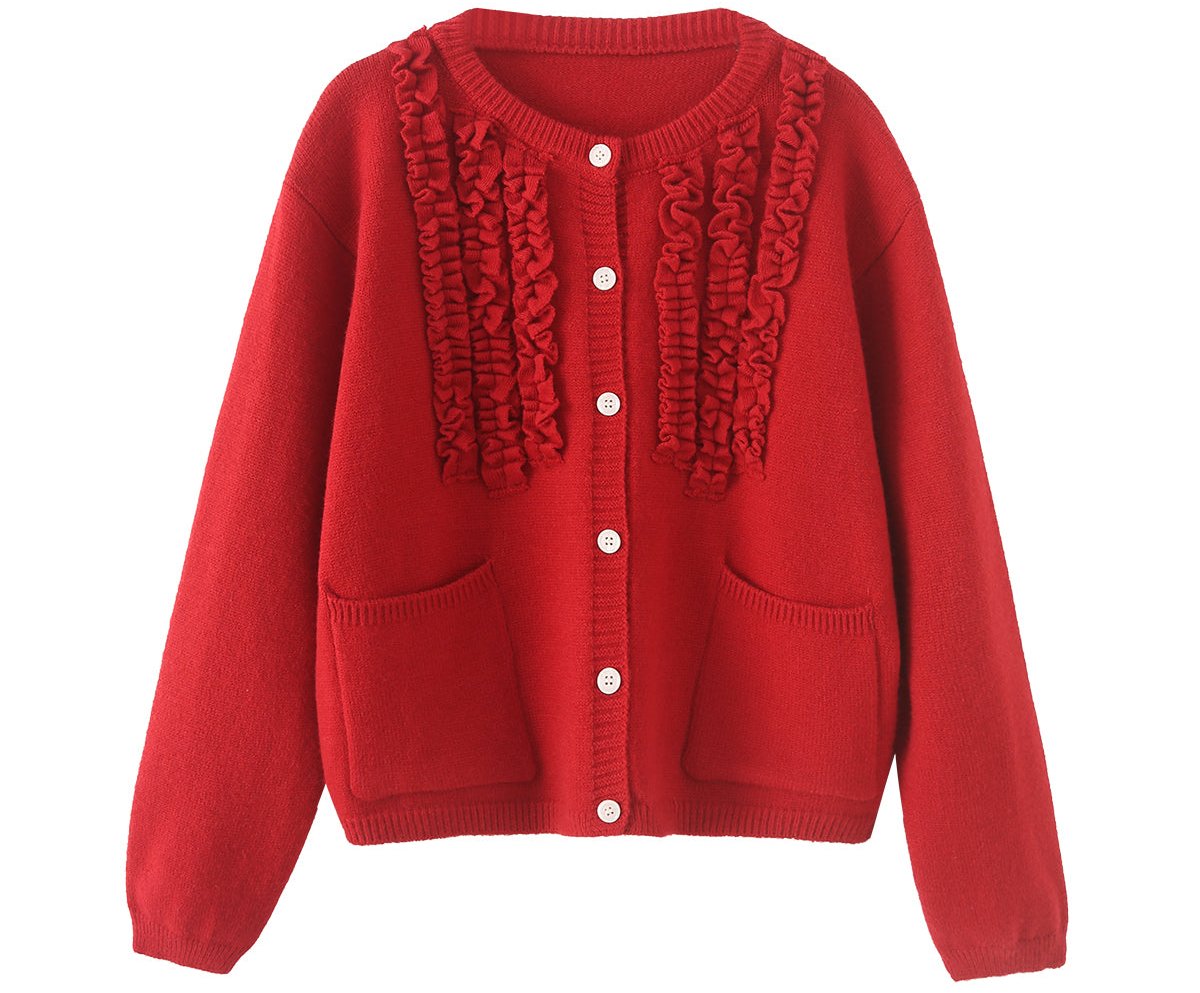 Wave Lace Cotton Knitted Cardigan