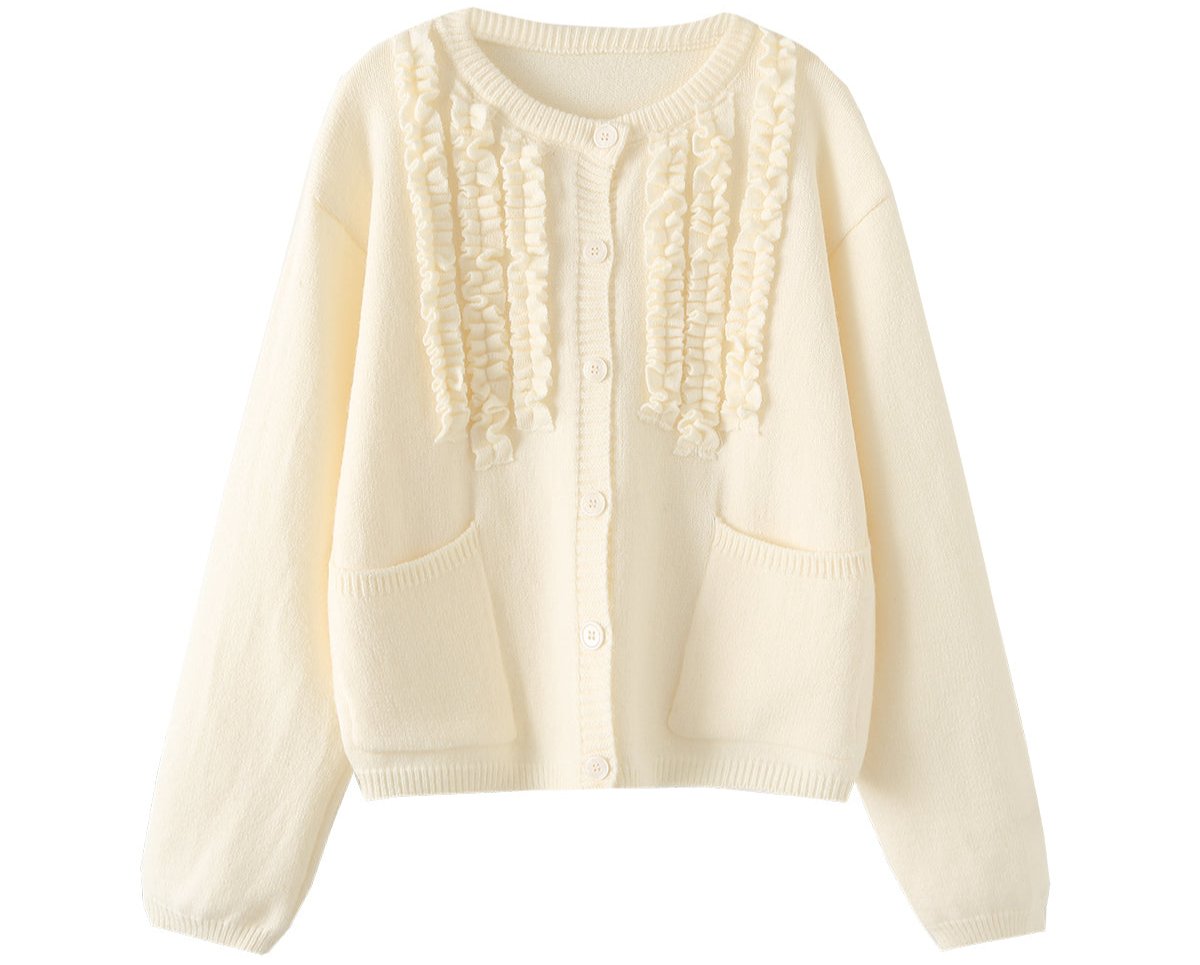 Wave Lace Cotton Knitted Cardigan