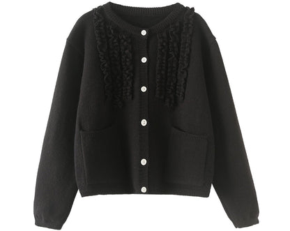 Wave Lace Cotton Knitted Cardigan