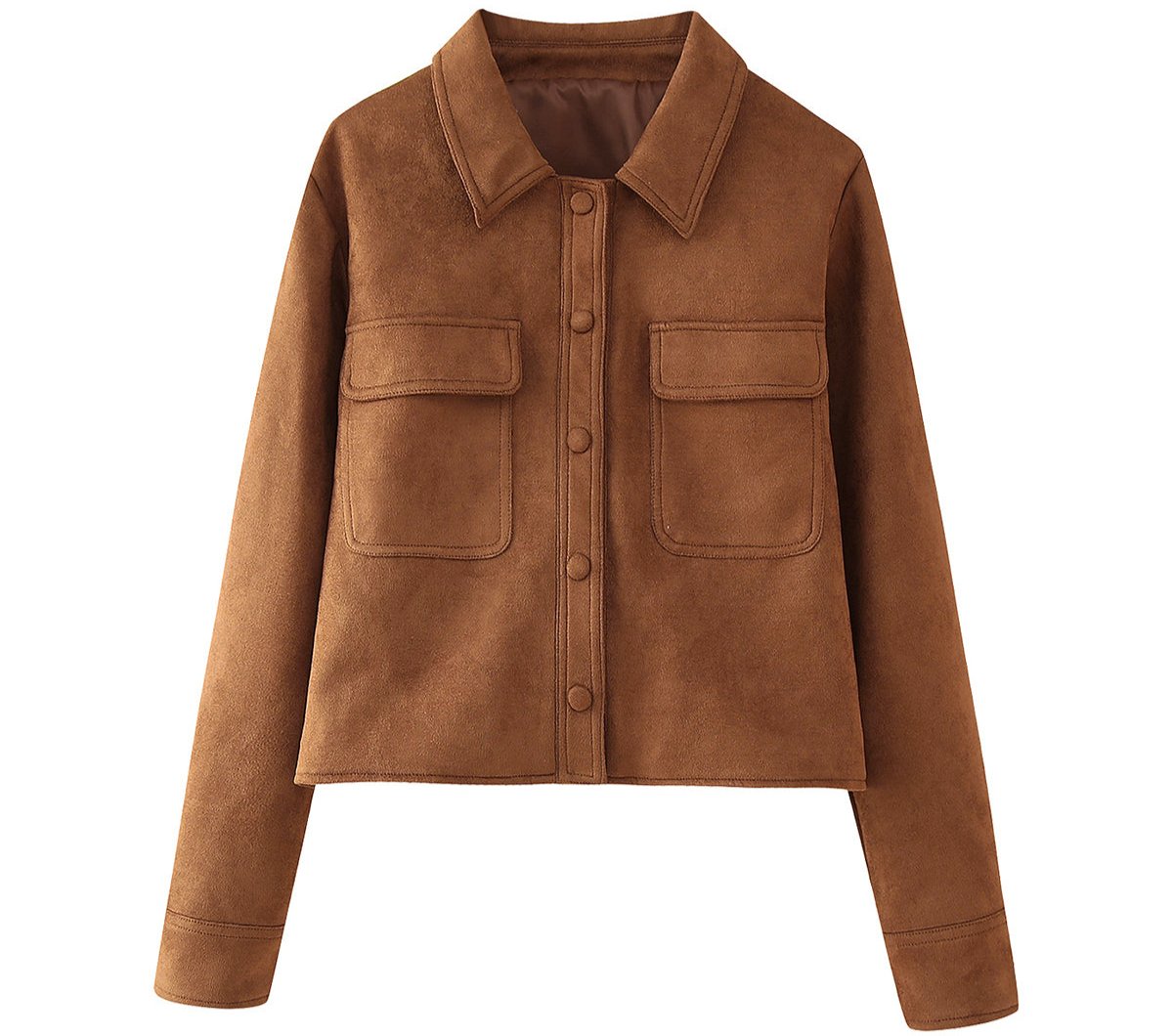 Retro Collared Pocket Suede Jacket