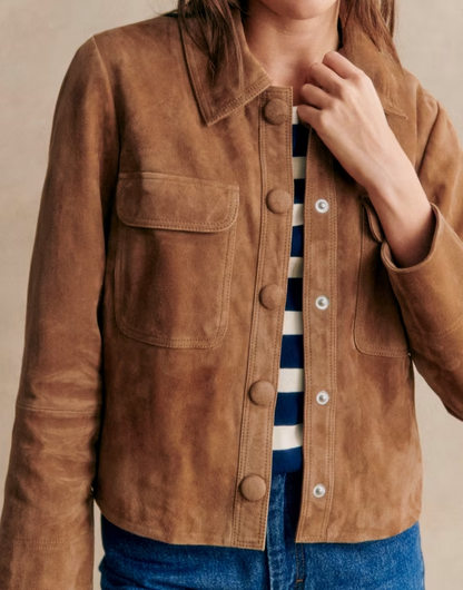 Retro Collared Pocket Suede Jacket