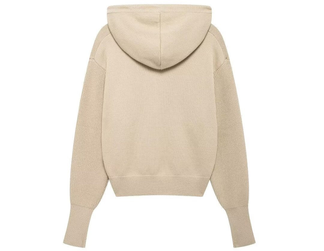 Hooded Half Zipper Pullover Sweater