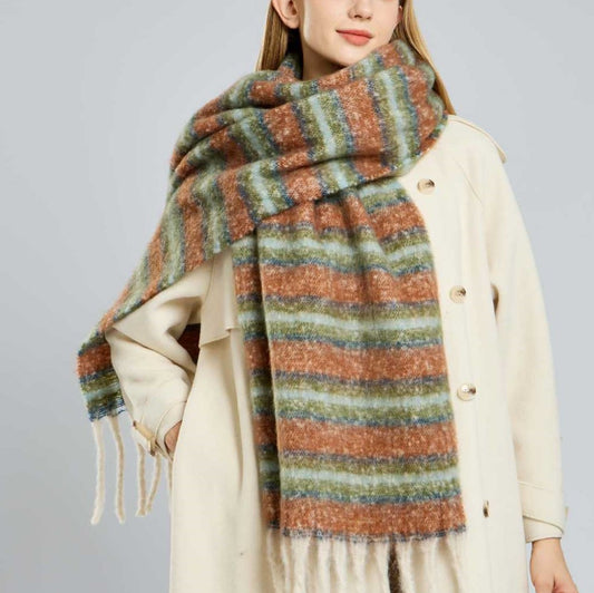 Mohair Striped Scarf Shawl