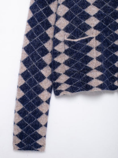 Diamond Pattern Jacquard Knitted Cardigan