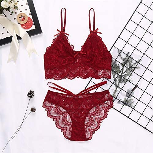 Widened Lace Edge Sexy Deep V-Plunge Thin Bottom Thick Push-up Bra Set