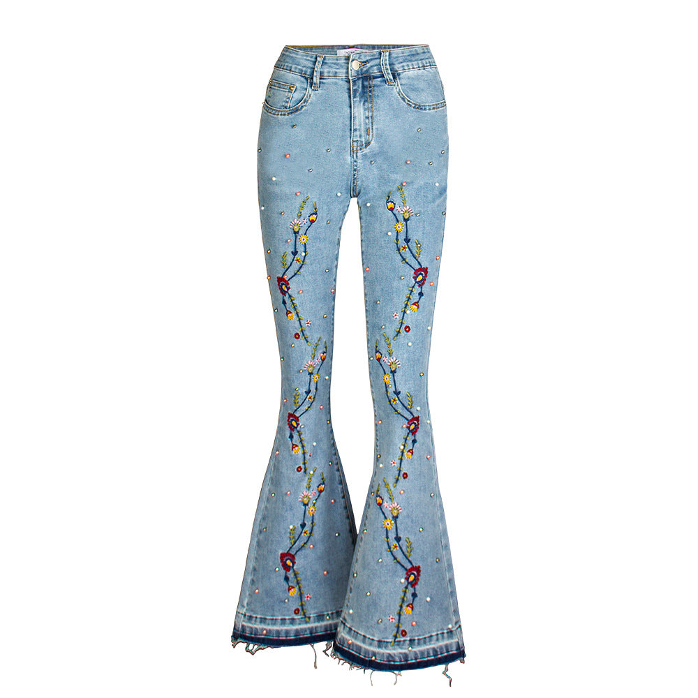 Embroidered Flared Jeans