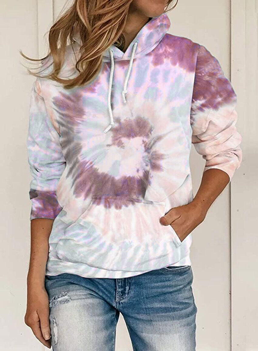 Tie Dye Printed Sweatshirt Long Sleeve Hoodie