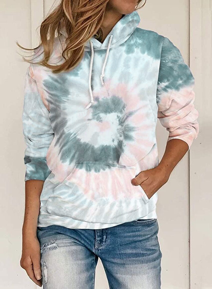 Tie Dye Printed Sweatshirt Long Sleeve Hoodie