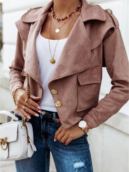 Collared Suede Short Jacket