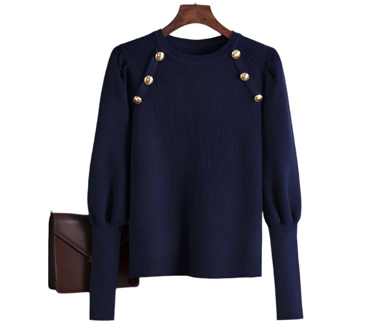 Retro Button Knitted Long Sleeve Sweater