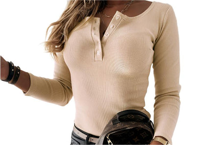 Buttons Slim Long Sleeve Top