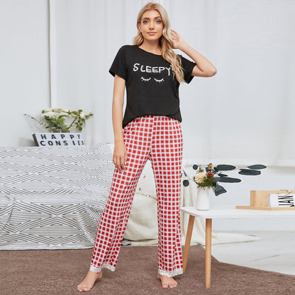 Sleepy Plaid Printed Pajamas Pants Set