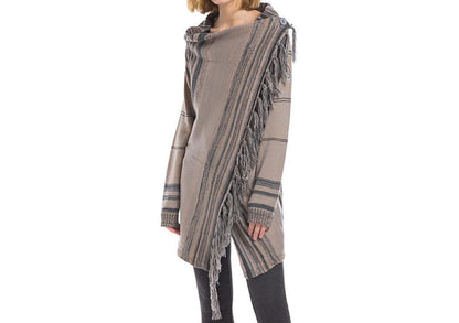 Mid Length Plaid Poncho Sweater