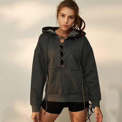 Pure Cotton Fleece Fitness Drawstring Hoodie