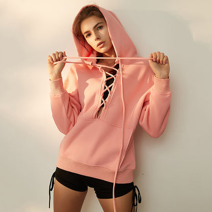 Pure Cotton Fleece Fitness Drawstring Hoodie