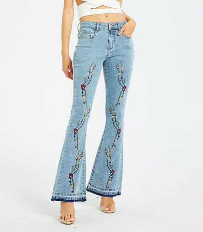 Embroidered Flared Jeans