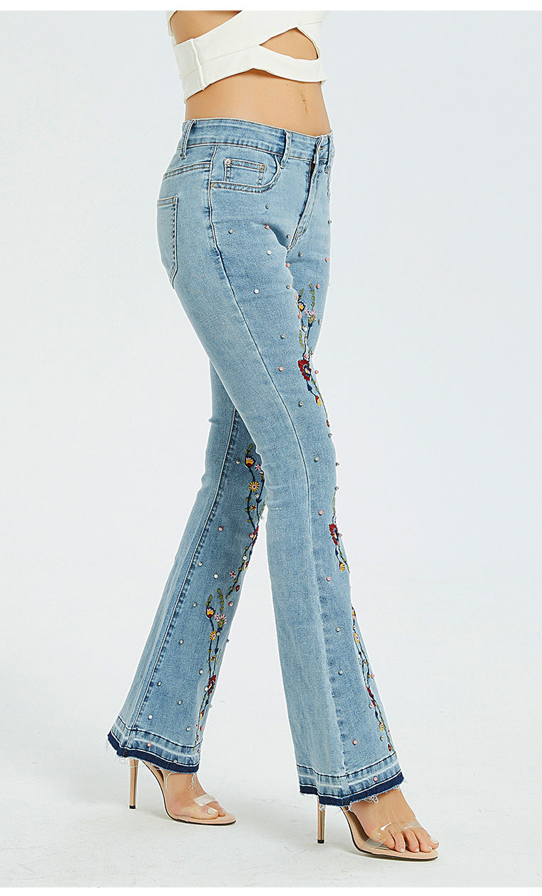 Embroidered Flared Jeans