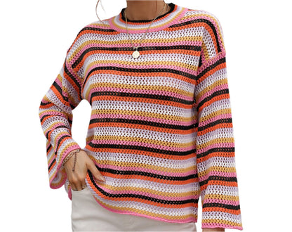 Stitching Knitwear Striped Sweater