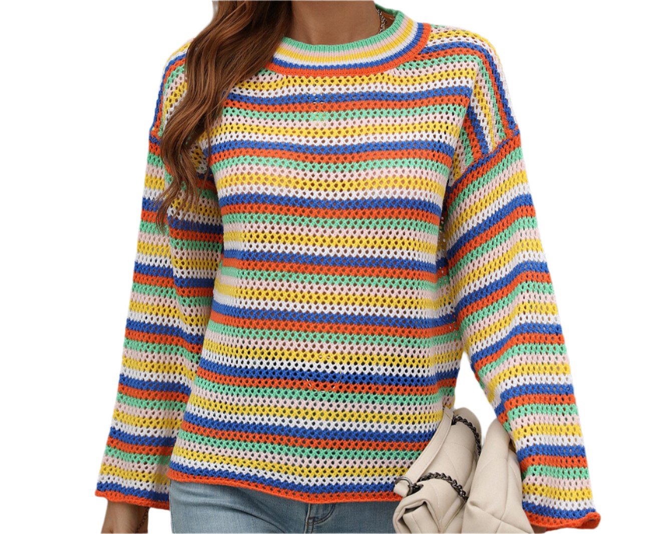 Stitching Knitwear Striped Sweater