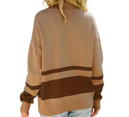 Stitching Street Hipster Fleece Loose Collar Pullover Long Sleeved Sweater