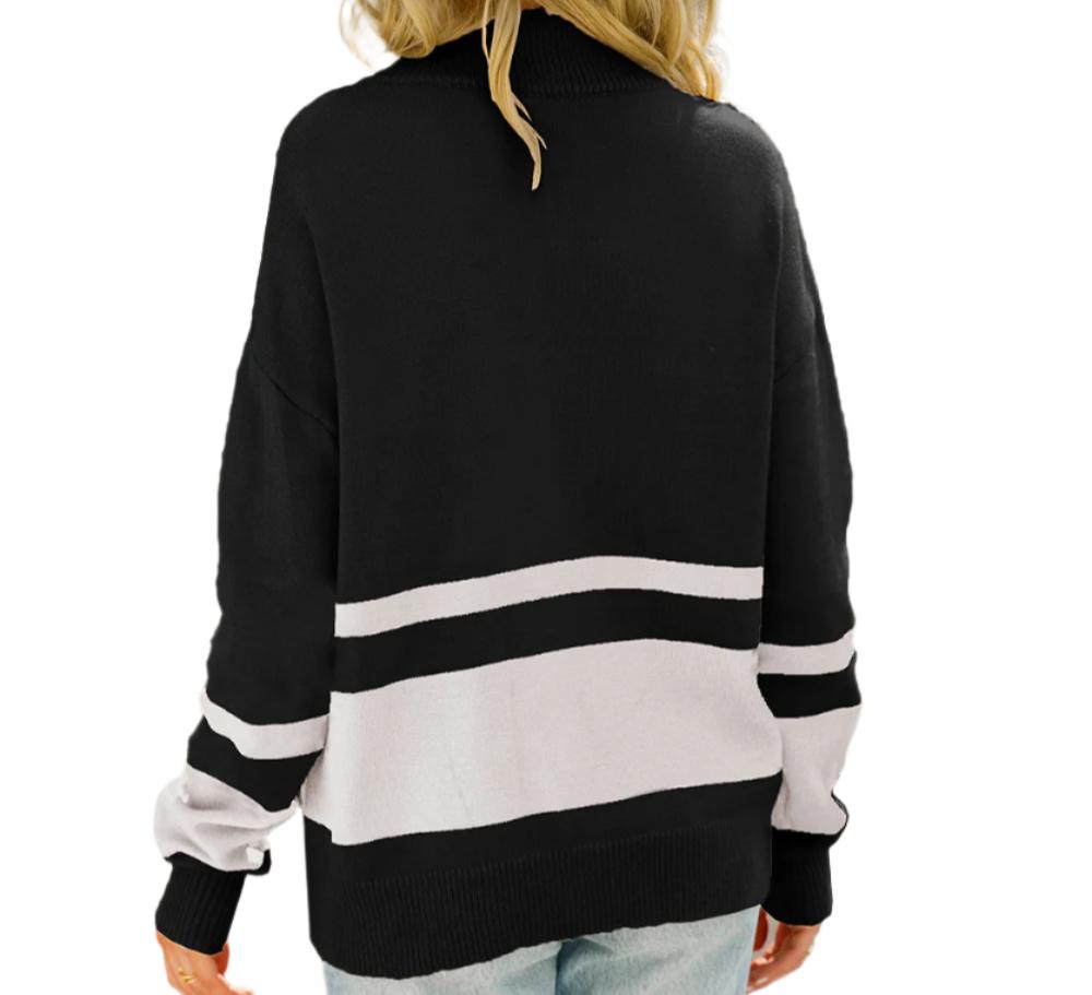 Stitching Street Hipster Fleece Loose Collar Pullover Long Sleeved Sweater