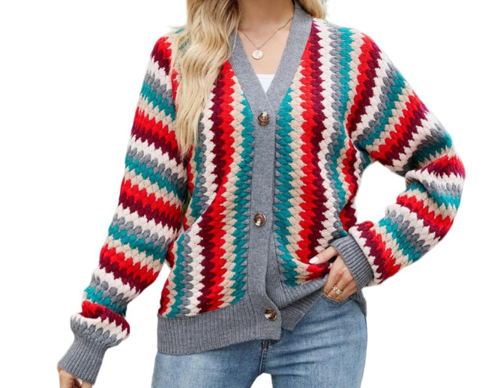 Striped Loose Cardigan Sweater