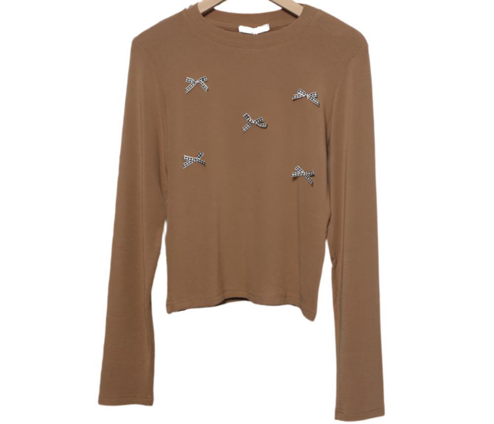 Bow T-shirt Long Sleeve Top