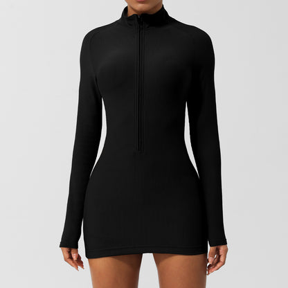 Long Sleeve Zipper Yoga Dress