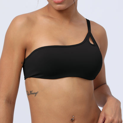 Nude Feel One Shoulder Thin Strap Yoga Sports Bra