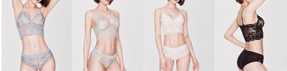 Beauty Embroidery Lace Thin Wireless Bra Panties Set