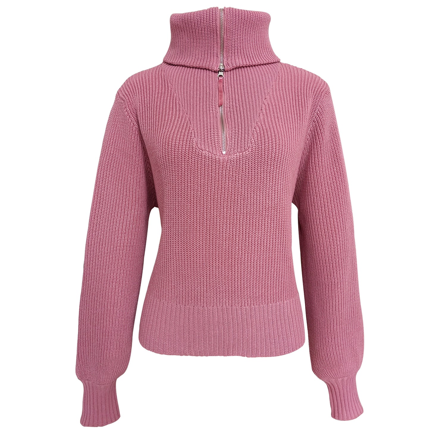 Zipper Wide Collar Sweater