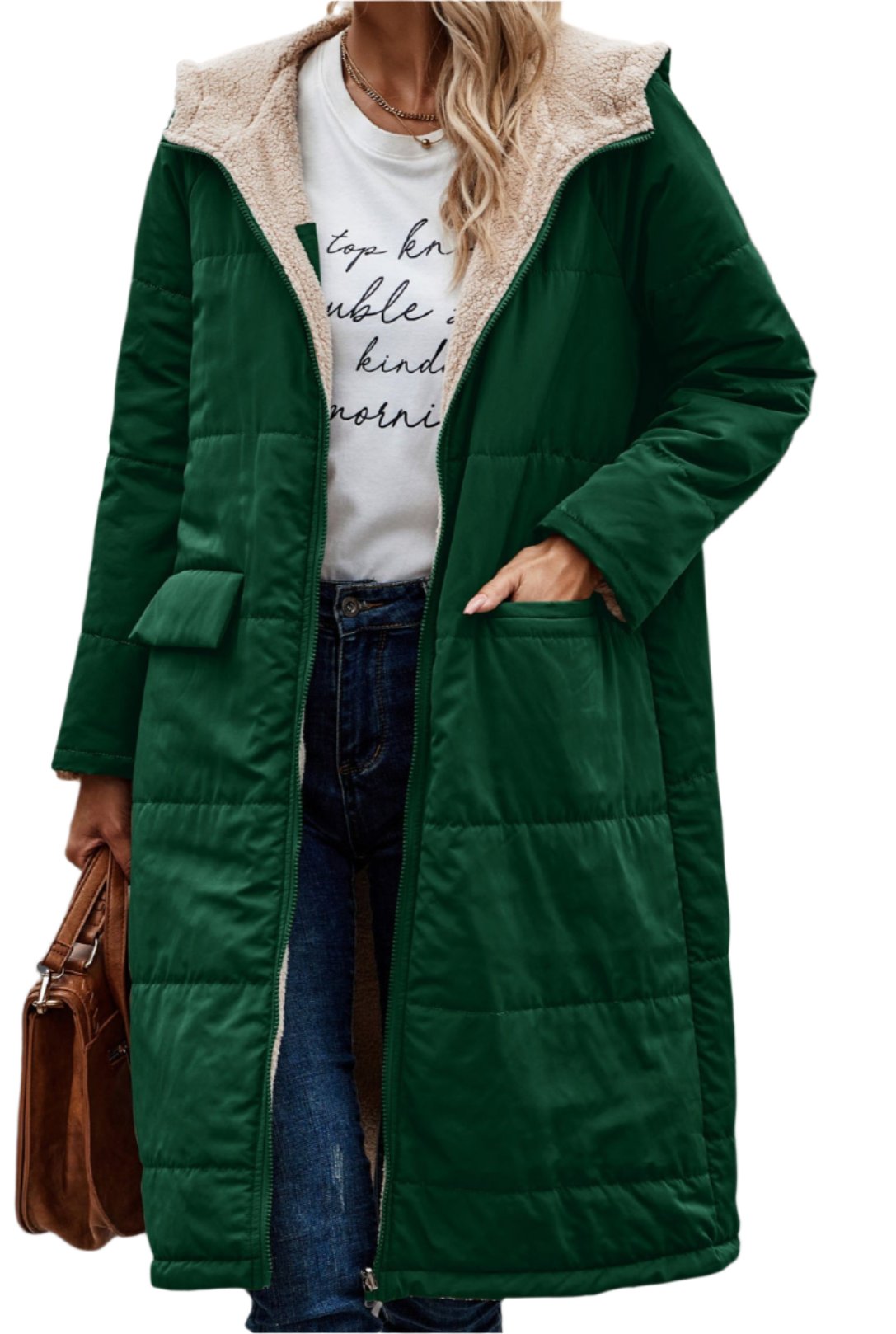 Simple Stitching Long Double Sided Long Sleeved Hooded Coat