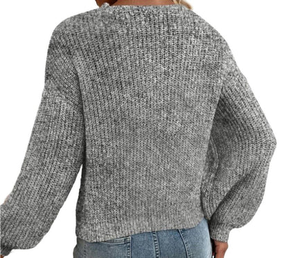 Elegant Cross V-neck Loose Pullover Sweater